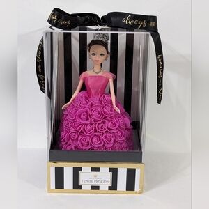 Always and Forever Flower Princess Doll- Brunette Hair, Hot Pink Dress, NEW